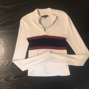 white long sleeve stripped shirt